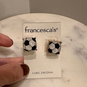 Francesca's Collections Soccer Ball Earrings - Black and White